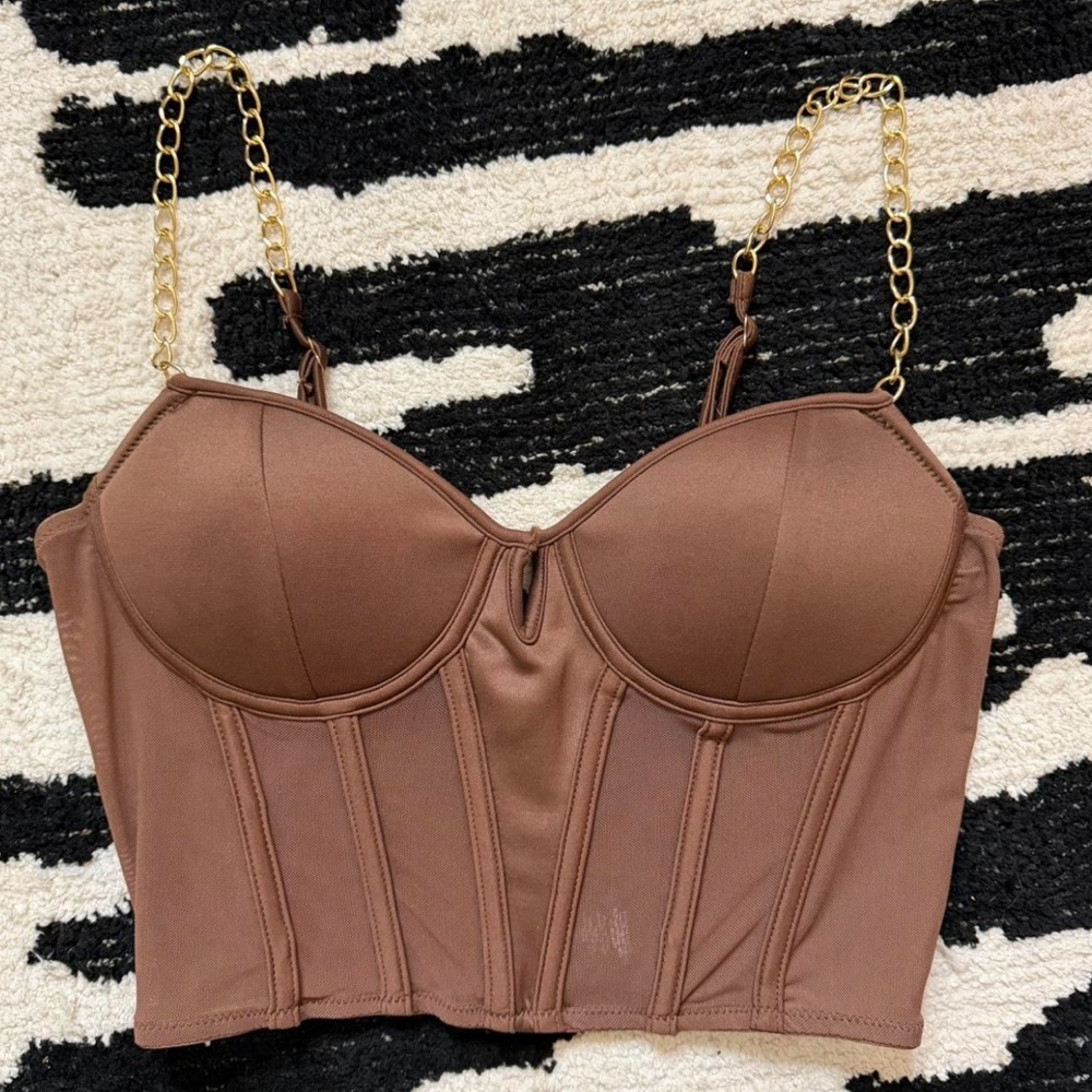 Brown Corset with gold straps